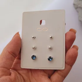 پک گوشواره گوی و نگین‌دار آبی