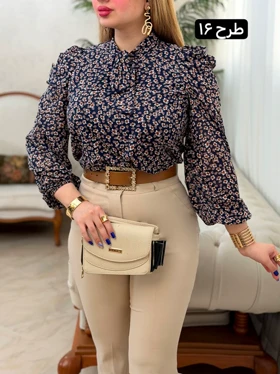 شومیز حریر آستین پف 3756