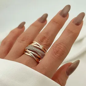 انگشتر چند ردیفه نگین‌دار ژوپینگ کد 393
