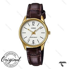 ساعت کاسیو زنانه LTP-V005GL-7B طلایی بند چرم قهوه ای Casio-10325-L