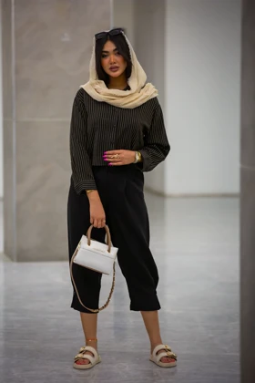 مانتو پیراهنی کراپ خطی