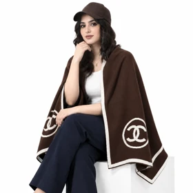 شال زنانه رو دوشی بافت دو رو مستر کوالتی طرح شنل