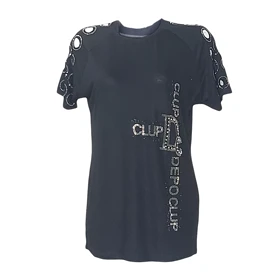 تیشرت زنانه ویسکوز نگین‌دار مجلسی لیزری