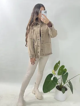 کت جین قهوه ای استر دار