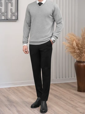 بافت یقه هفت طوسی روشن ملانژ sh405