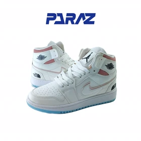 کفش اسپرت زنانه برند نایکی nike مدل جردن وان ساق‌دار نورث فیس سفید کد 460