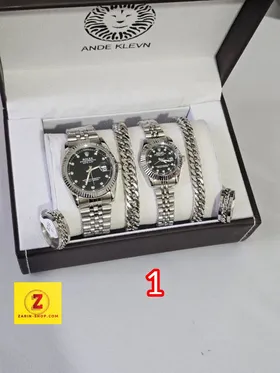 ست ساعت زنانه و مردانه رولکس و انگشتر دستبند