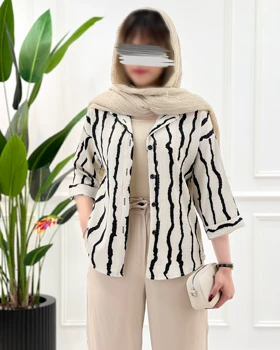 شومیز راه‌راه پاکتی جین کاغذی