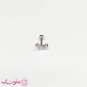 پیرسینگ گوش طرح ماه بنفش شفاف کد 598