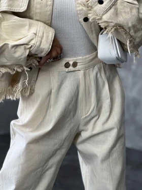 شلوار لینن 2 دکمه