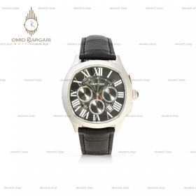 ساعت مچی کارتیه کورنوگراف بند چرمی صفحه مشکی Cartier
