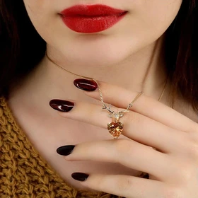 گردنبند طرح گوزن و نگین قلبی ژوپینگ کد 188