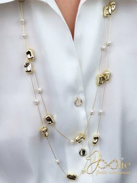 گردنبند رومانتویی دولاین مدل دفرم مروارید کد N3152