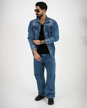 کت جین مردانه باکسی زیپ‌دار_کد4632