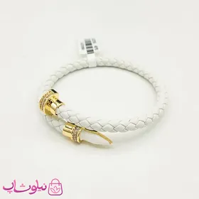 دستبند دخترانه چرم مدل میخی کارتیه سفید