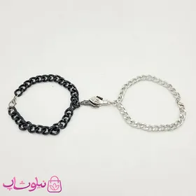 دستبند ست آهنربایی طرح دست مشکی نقره ای