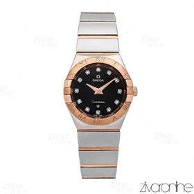 ساعت امگا کانسلیشن زنانه صفحه مشکی ایندکس نگین‌دار 106810