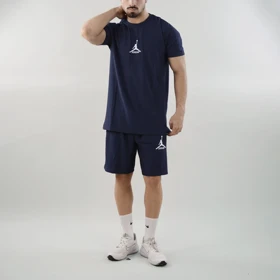 ست تیشرت و شلوارک اسپرت جردن مدل DS-4M1253 سرمه ای