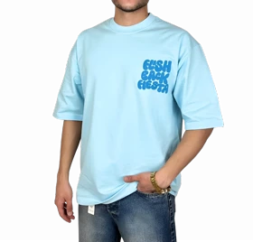 تیشرت آستین کوتاه مردانه آبی آسمانی با چاپ پفکی