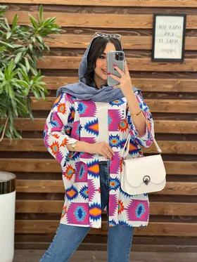 مانتو لینن طرح دار کوک دوزی