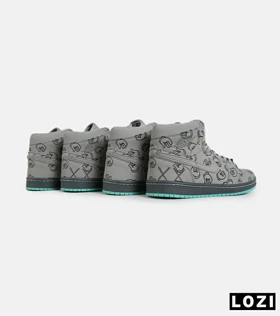 کفش کتانی ساق‌دار طوسی Nike Kaws AirJordan 1