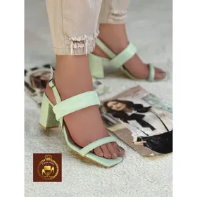 کفش صندل زنانه پاشنه 7 سانت مجلسی رکابدار سگک دار