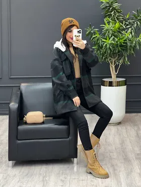 پالتو چهارخانه کلاه تدی