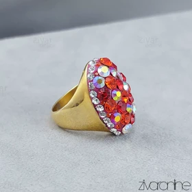 انگشتر سواروسکی با نگین های قرمز 30101