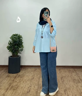 تونیک مانتویی یقه دار راه راه(ایراد دار)