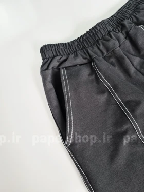 دورس آستین کش و شلوار بگ نواردوزی شده تیپ دورس مشکی طرح نوشته