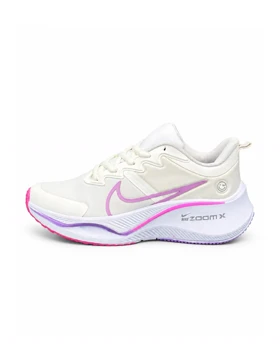 کتانی زنانه رانینگ مدل نایکی زوم ایکس لبخند سفید یاسی NIKE
