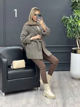 پالتو کمر دار آستین دوبل