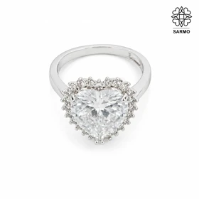 انگشتر استیل نگینی طرح قلب رنگ نقره ای کد 40707400