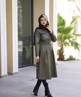 پالتو چرم بلند زنانه مدل رها کد 9680