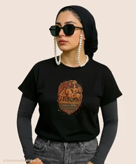 کراپ زنانه طرح نقش رستم تلفیق با هنر فرش ایرانی