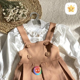 شومیز دامن دخترانه پیش بندی 4 دکمه 1 تا 8 سال