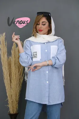 مانتو راه راه جیب سفید