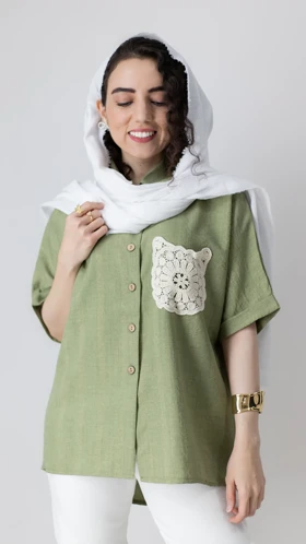 شومیز جیب مکرومه