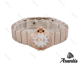 ساعت امگا کانسلیشن زنانه رزگلد سیلور نگین‌دار w-6704