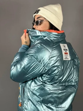 کاپشن زنانه وارداتی پفکی براق 663