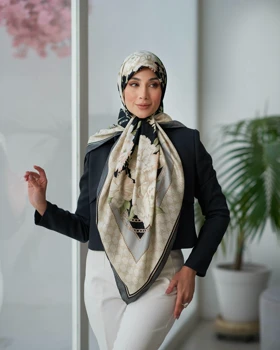 روسری ابریشم ژاکارد قواره 140 30209 (طوسی)