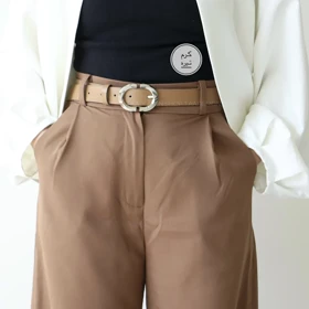 کمربند چرمی مات زنانه مدل be7034 (کرم تیره)