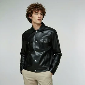 کاپشن چرم یقه دار (2687) B.SGEDIAO