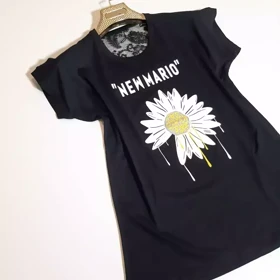 تیشرت زنانه پشت گیپوری طرح بابونه