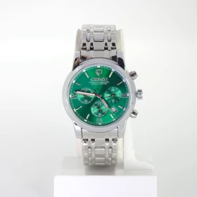 ساعت مچی مردانه چنکسی Chenxi CX911 تاریخ دار و 3موتور فعال کرنوگراف (نقره ای صفحه سبز)