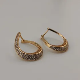 گوشواره استیل طرح اشک طلایی