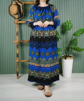 پیراهن ساحلی گلنوش E7511 (آبی)