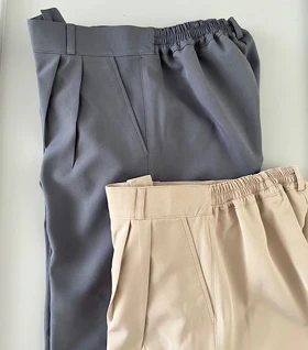 شلوار کرم کرپ مدل نیم بگ - راحت و خنک مناسب فصل