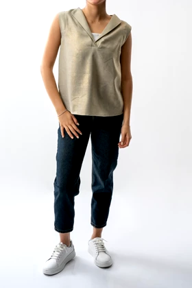 تاپ باکسی زربافت یقه برگردان زنانه