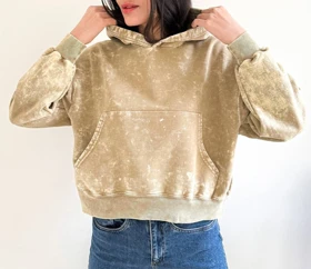 هودی کراپ سنگشور زنانه کلاه‌دار داخل کرک